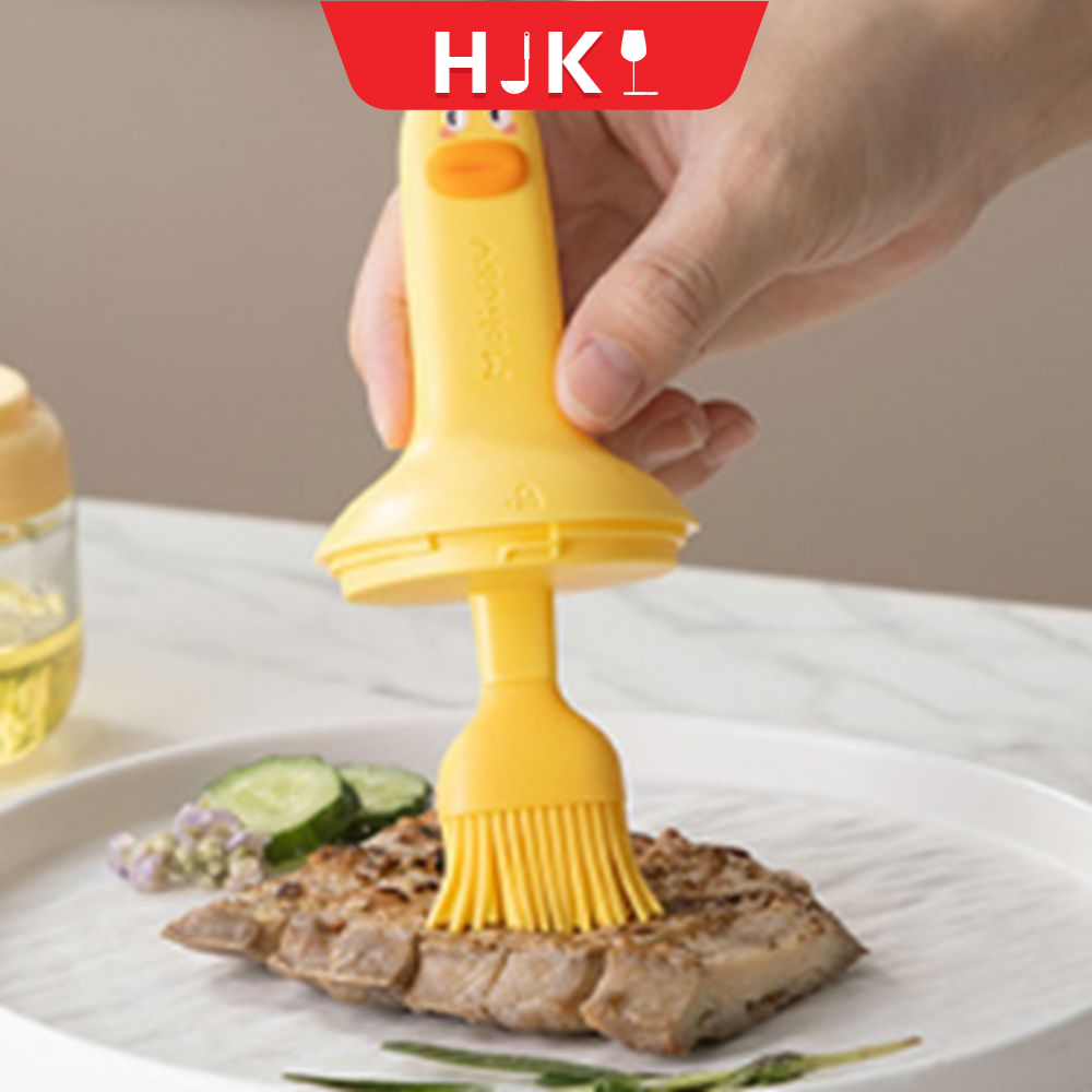 HJKL Giá trị cao Cọ dầu hoạt hình Cấp thực phẩm Tất cả trong một Chai dầu silicon Dễ lau chùi Bàn chải dầu nhà bếp Ngoài trời