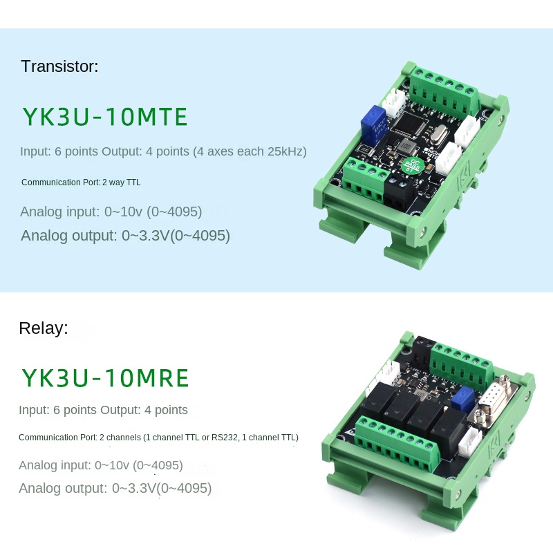 PLC YK FX3U-10MT 10mte mạch trần-Transistor | Thay Thế Mitsubishi FX3U, 4/8 Trục, Có Analog, Nhiệt Độ, 10-85 I/O, Nhỏ Gọn, Công Nghiệp
