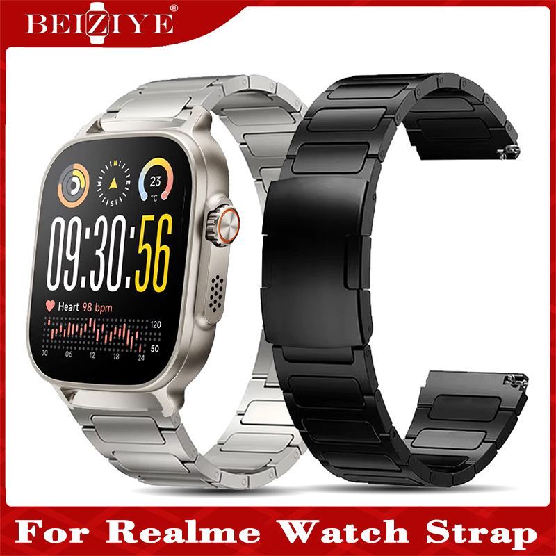 Dây đeo đồng hồ Titan cho Realme Watch 5 Đồng hồ thông minh Dây đeo liên kết sang trọng Vòng đeo tay Realme Watch 3 3 pro Dây đeo cổ tay