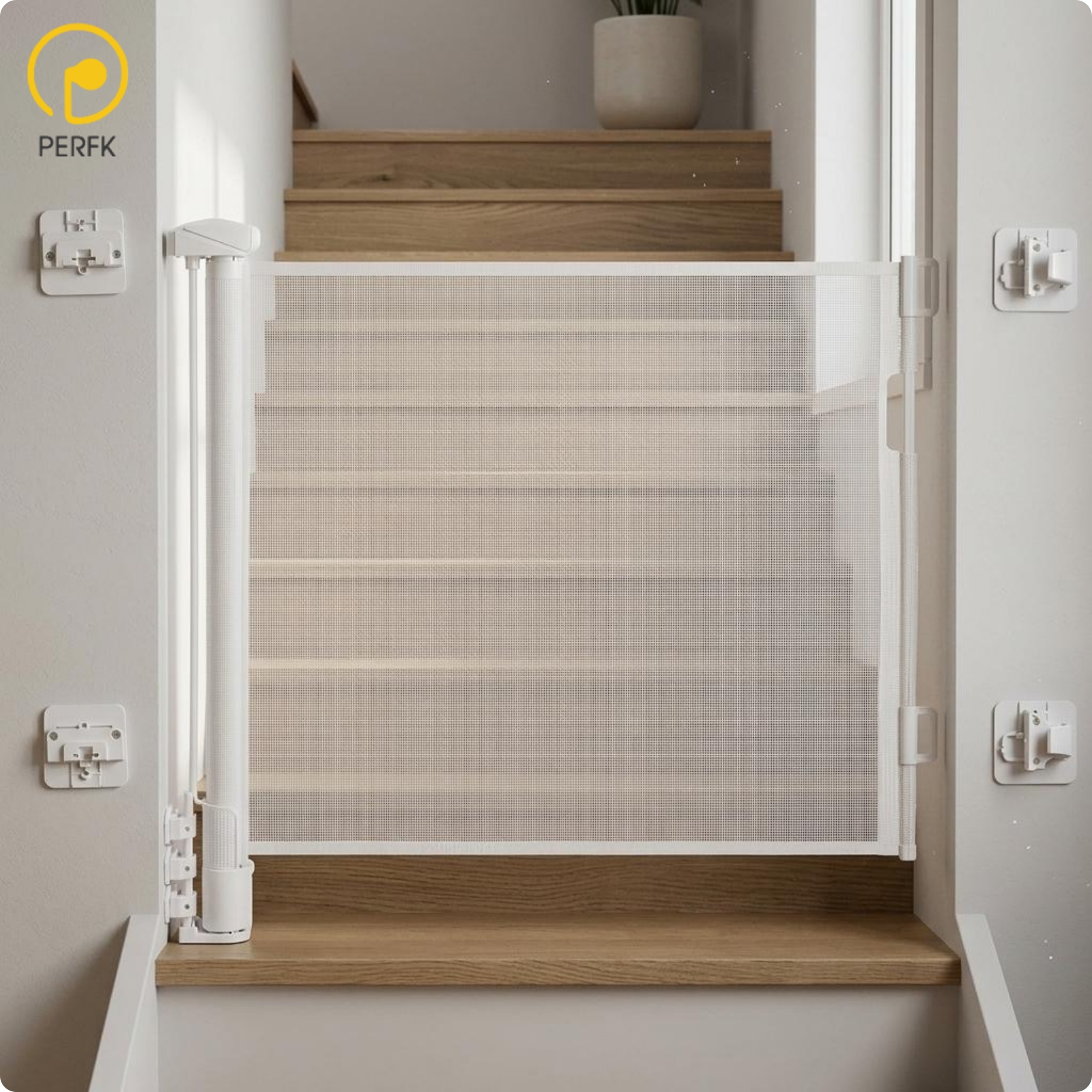 Perfk Slim Profile Retractable Mesh Gate Wide Retractable Safety Gate Indoor for Children, Pets, Doorway ราคา 3,518 บาท*ส่งฟรี