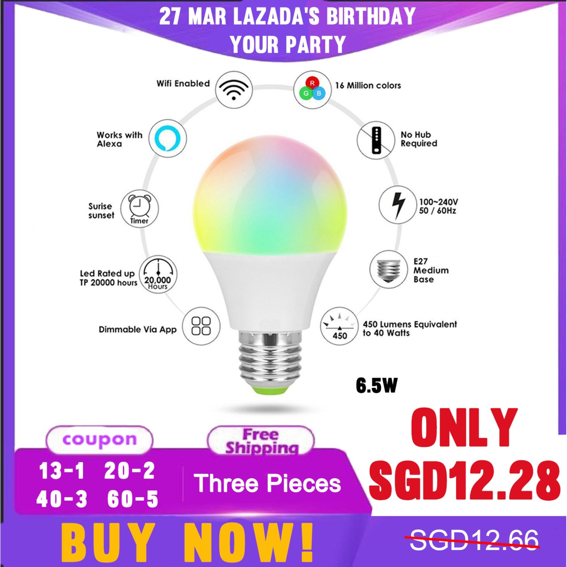 Magic Home Wifi LED Bulb 100-240v LED lamp E27 6.5w Smart RGBW Cool White/ RGB Warm White Lamp Led Light Compitable With Alexa Google Home