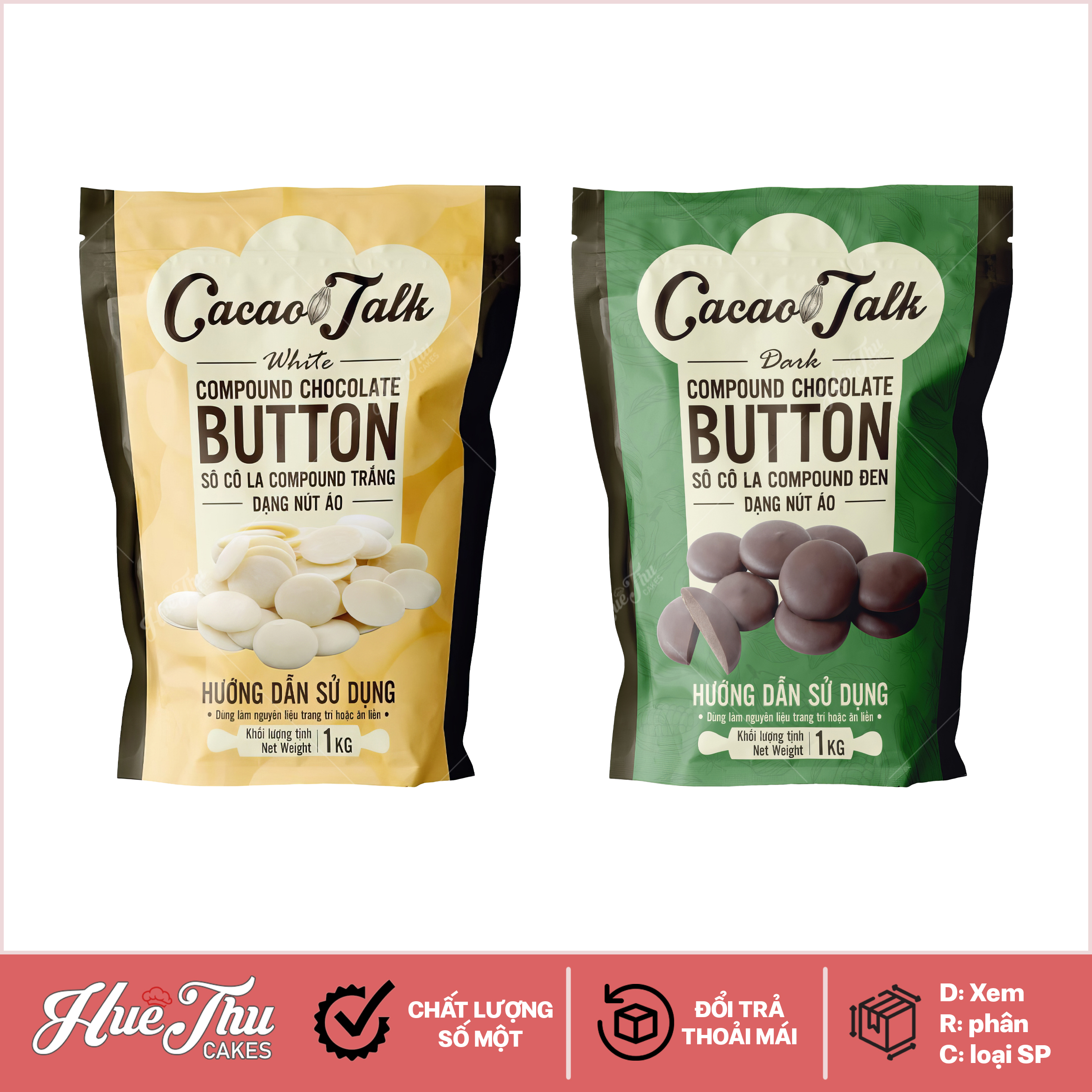 Socola Compound Trắng / Đen Dạng Nút Áo Cacao Talk (1kg)
