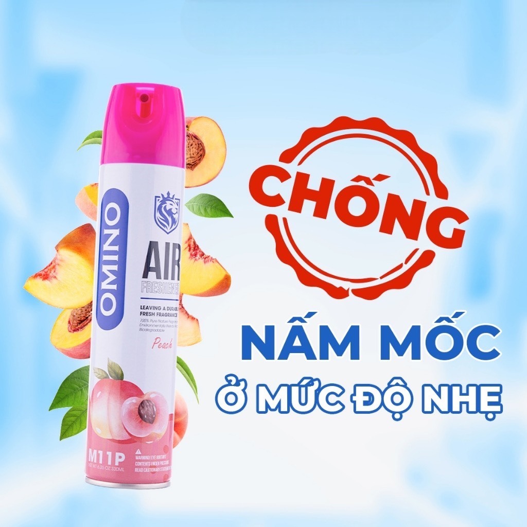 Xịt Thơm Khử Mùi Nội Thất Ô Tô OMINO M11 330ml - Đủ 3 Mùi Hương Táo, Đào, Chanh - Lưu Hương Lâu Khử Khuẩn otofunmoclan 2