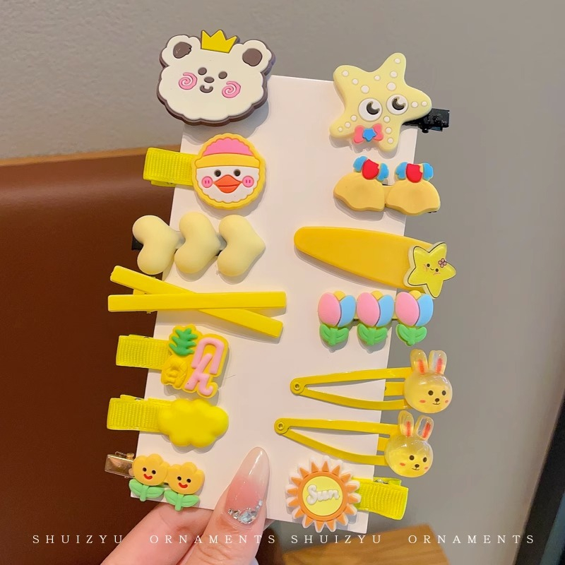 Hàn Quốc Bộ dây buộc tóc dễ thương kẹp tóc ngắn hoa trái tim Bow Clip tóc cho trẻ em barrettes linab