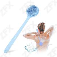 2 Pcs Soft Silicone Back Scrubber with Long Handle Scrubber Anti Slip for Shower Bath Body Wash Brush Message Hair Brushing Exfoliation Improved Skin Health Produce Foam Scrubbing for Safeguard Men and Women