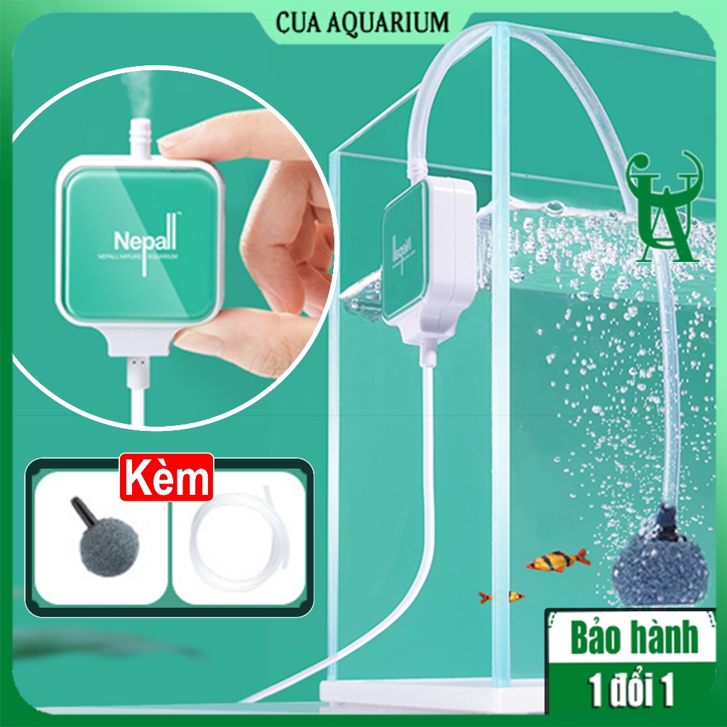 Máy sủi oxy mini siêu êm Nepall - Sục khí oxi bể cá