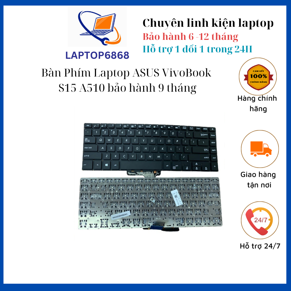 Bàn phím laptop asus vivobook s15 a510 a510u s510u s510ua s510ur s510un s510uq x510ua x510uq f510ua