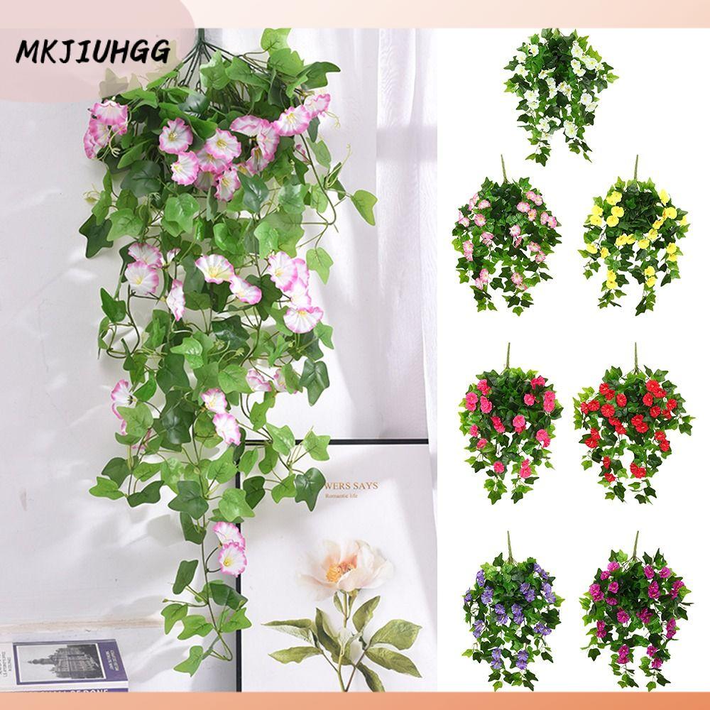 MKJIUHGG Nhiều màu Hoa giả 12 dĩa 22 đầu Vinh Quang buổi sáng Dây leo Vinh Quang buổi sáng giống như thật Tự làm Lá cây xanh mô phỏng Trang trí nhà cửa