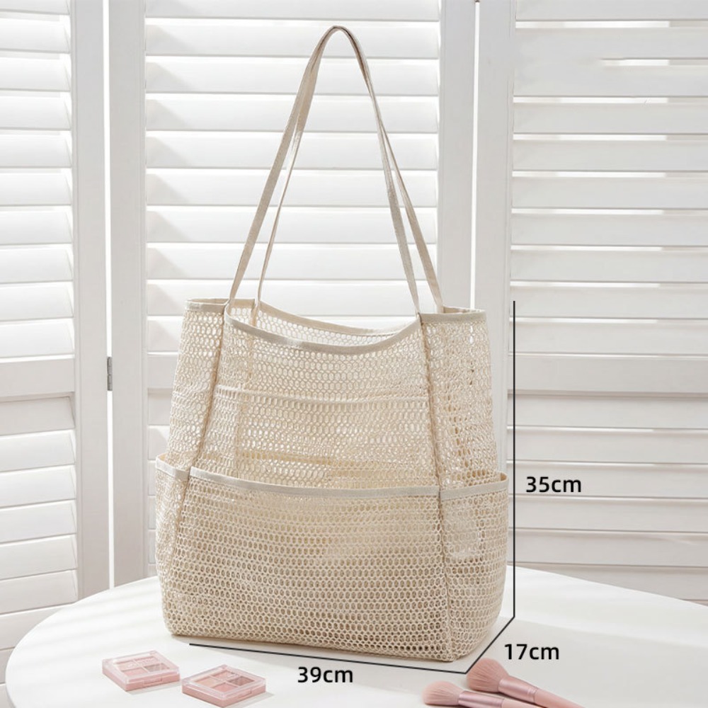 HERWK Nylon Túi lưới đi biển Khoét rỗng Dung lượng lớn Túi xách lưới Màu đơn sắc Thoáng khí Túi bơi Đàn ông - 2