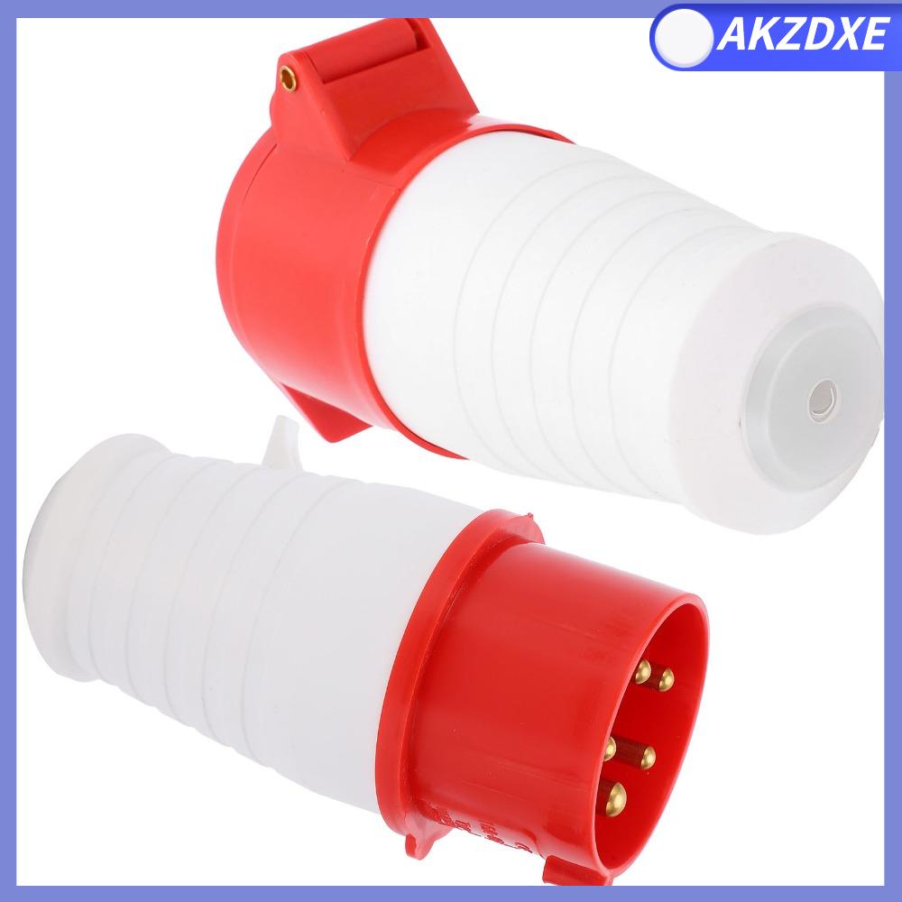AKZDXE 5 chân 3 pha Đầu nối công nghiệp 3P+N+E. Chống nước IP44 Bộ kết nối công nghiệp Vật liệu phụ trợ điện 380‑415V 16A Bộ nối cắm Cài đặt điện