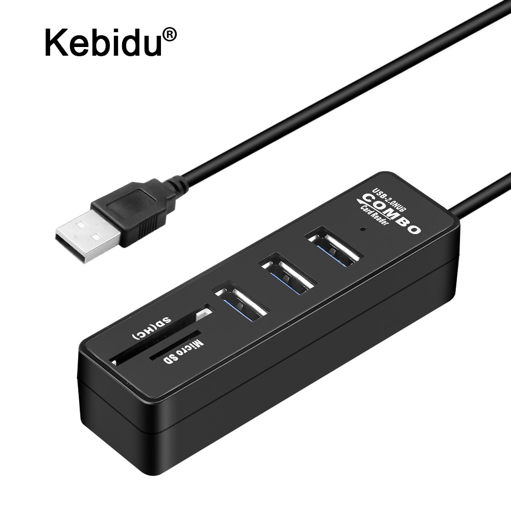 Limited-time offer Innovative Thriving kebidu 2 in 1 Combo Super Speed USB 2.0 3 Port Splitter HUB+USB Reader Without driver