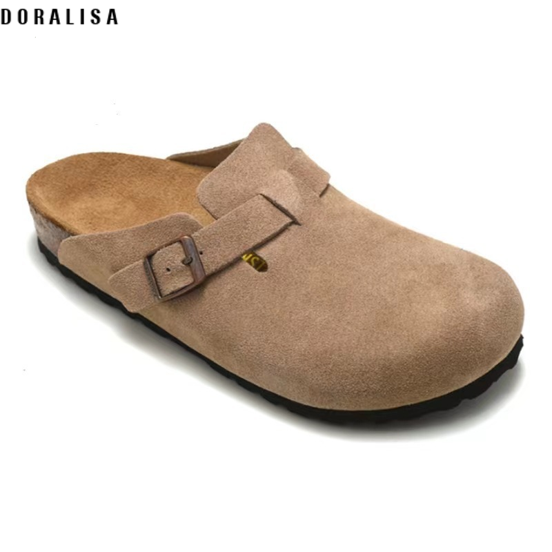 New Birkenstock half-slippers thick-soled Birkenstock toe-cap sandals for women to wear lazy genuine leather cork Birkenstock shoes for outer wear