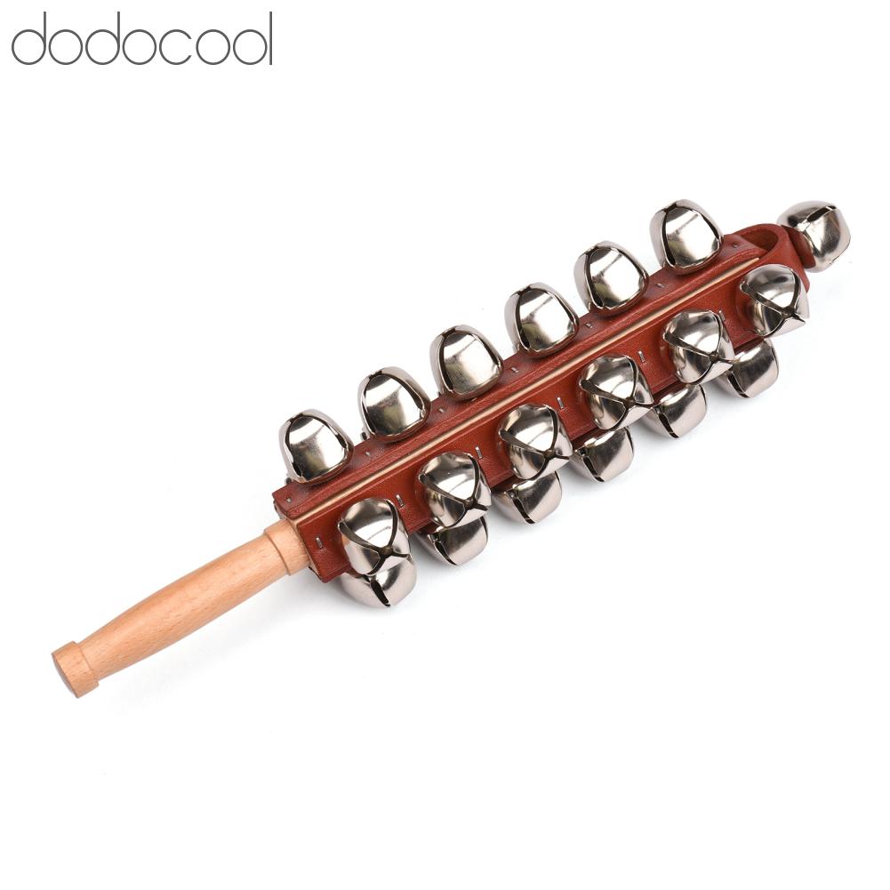 Dodocool Fangzi Tay Jingle Bells Chuông xe trượt tuyết cầm tay Máy lắc bằng gỗ Jingle Bells Stick Nhạc cụ gõ Chuông cho ngôi nhà nghỉ lễ Trang trí Giáng sinh