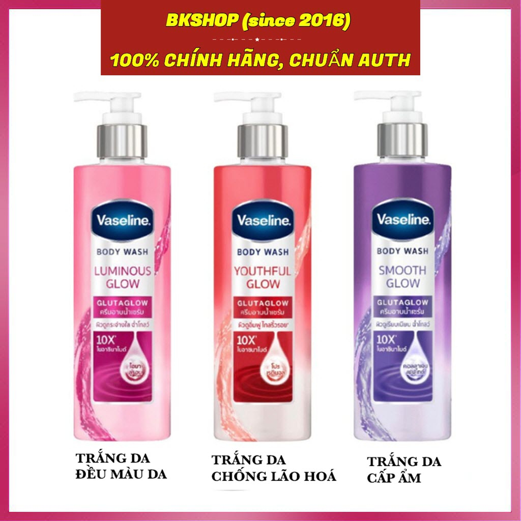 Sữa tắm trắng da vaseline body wash glutaglow 10x giúp da ẩm mượt, căng bóng 425ml