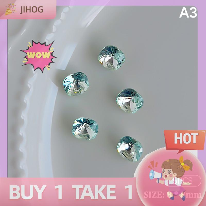 JIHOG 5Pcs Long Lanh Kết Hợp Hình Dạng Băng Mờ Hồ Màu Xanh Pha Lê Sắc Nét Kim Cương Móng Tay Nghệ Thuật Thạch Trang Sức Trang Trí Làm Móng Tay Đá Quý