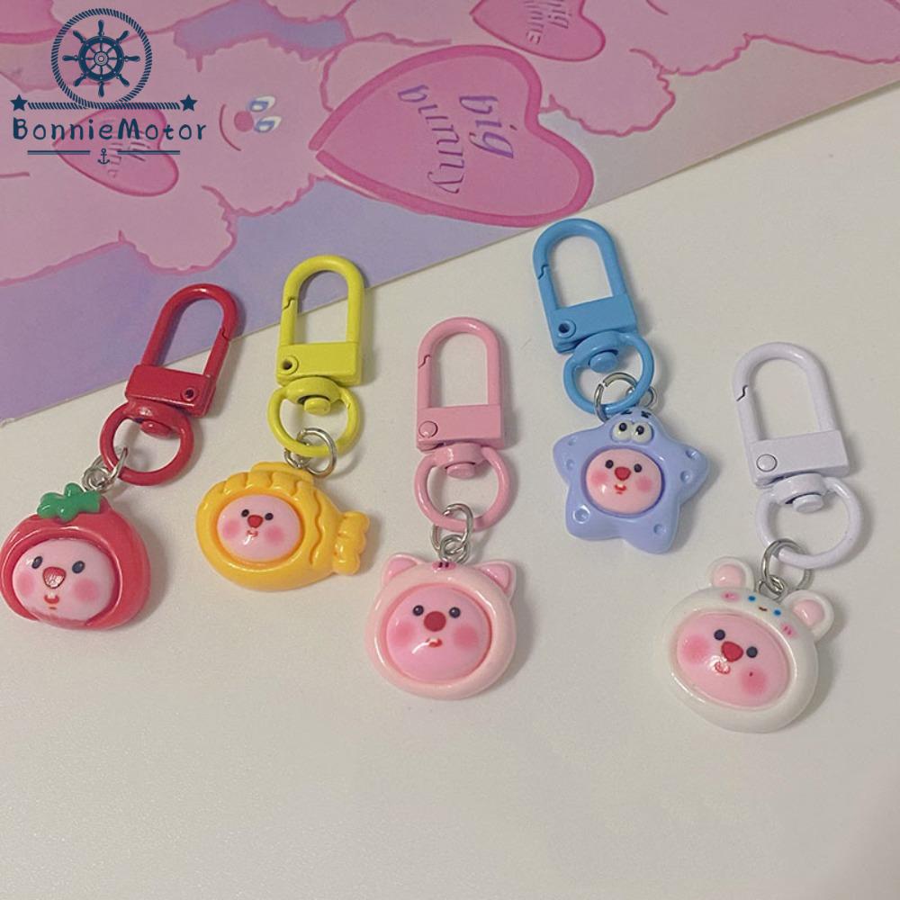 SHIBEN Hải Ly Hồng Móc Khóa hải ly màu hồng Loopy Phong cách Hàn Quốc Móc khóa hoạt hình Thời trang 