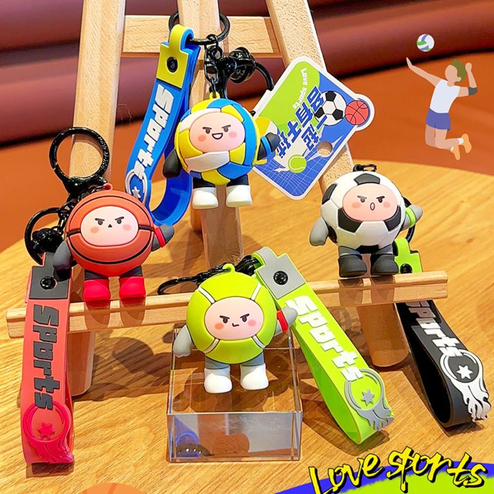 CICI móc khóa treo balo móc khóa cặp đôi móc khóa cute móc khoá độc lạ PVC Móc khóa bóng đá mini PVC Bóng chuyền bóng đá Quần vợt bóng rổ Móc khóa thể thao quần vợt Móc chìa khóa Hoạt hình Mặt dây chuyền chìa khóa xe bóng chuyền Quà tặng móc chìa khóa