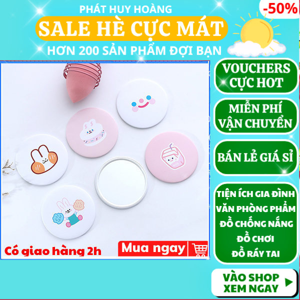Gương tròn mini bỏ túi , Gương trang điểm mini cầm tay , Gương tròn một mặt mini đáng yêu , Gương mini tròn hoạt hình xinh xắn , Gương cầm tay mini một mặt dễ thương , Phát Huy Hoàng