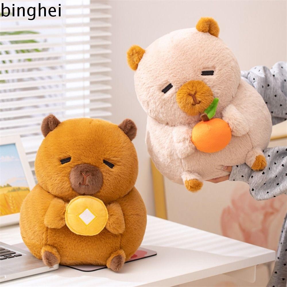 BINGHEI Màu cam Búp bê vải bông capybara Hoạt hình Vịt Đồ chơi vải nhung lông capybara Búp bê xoa dị