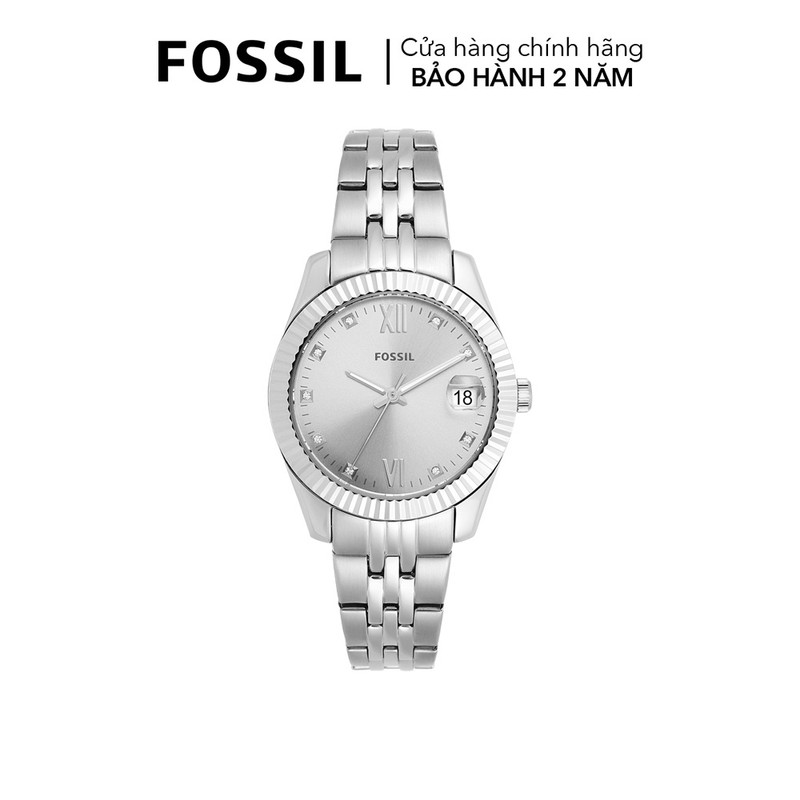 Đồng hồ nữ fossil scarlette mini dây kim loại, mặt 32 mm, màu bạc, es4897