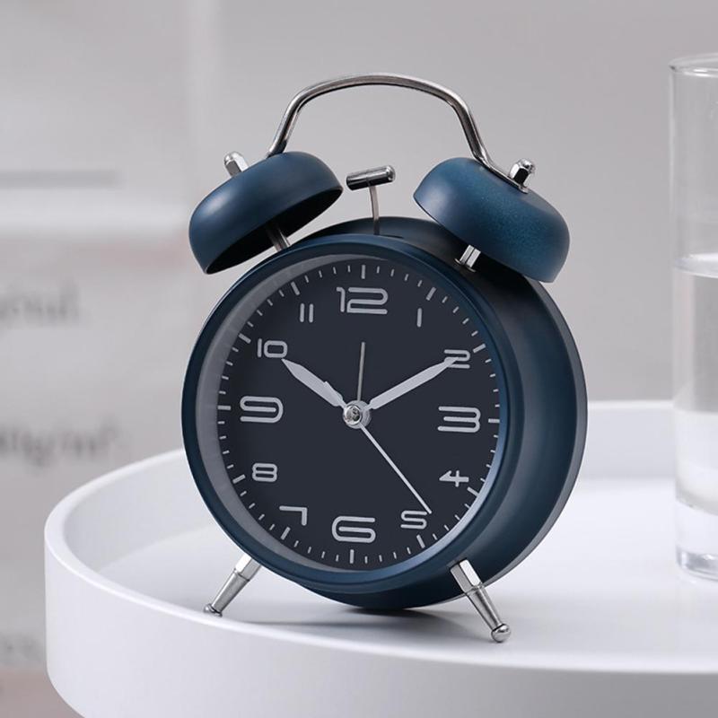 4 inch Kim Loại Hai Chuông Đồng Hồ Báo Thức có Đèn Ngủ để Đầu Giường bán chạy
