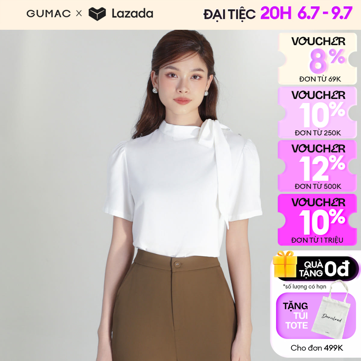 Áo kiểu thắt nơ thời trang gumac lae0309