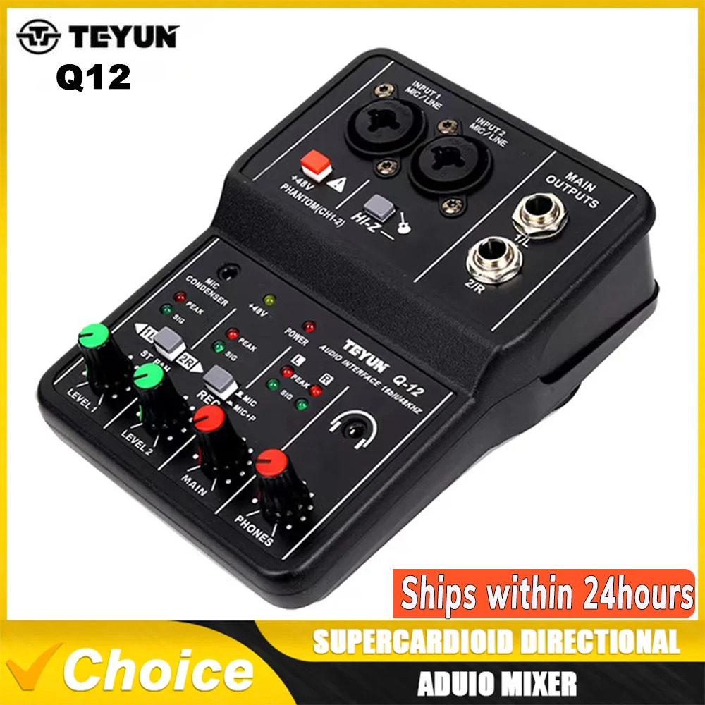 TEYUN Q12 Portable Audio Interface Mixer for Recording