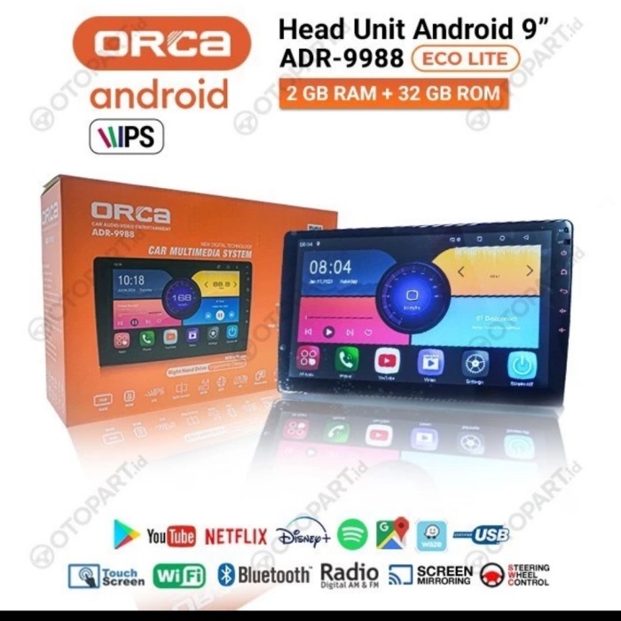 HEADUNIT ANDROID 9INCH ORCA ECO LITE 2/32GB TV MOBIL Harga 1,170,000 rupiah*Gratis Ongkir