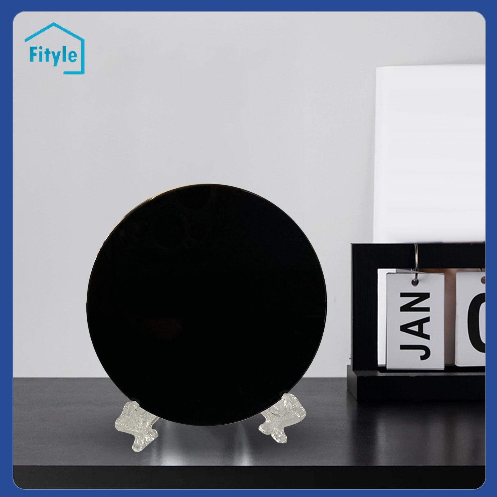 Obsidian Stone Disc Disk Obsidian Scrying Mirror Feng Shui Mirror for Crafts Augury Home Decoration Meditation