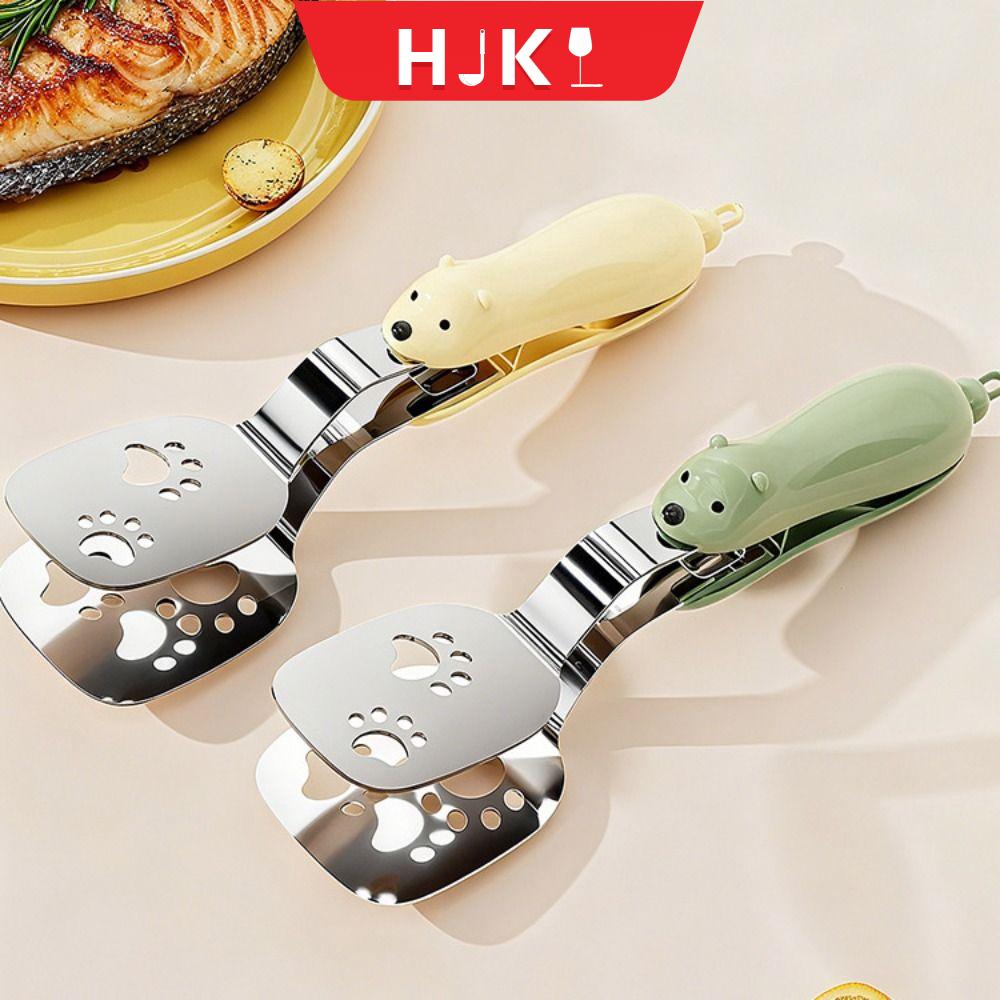 HJKL Chịu nhiệt Kẹp và thìa lật thức ăn Chống bỏng 2 trong 1 Kẹp nướng bằng thép không gỉ Phụ kiện BBQ Không dính Thìa nướng bánh kếp Nướng thịt trong bếp