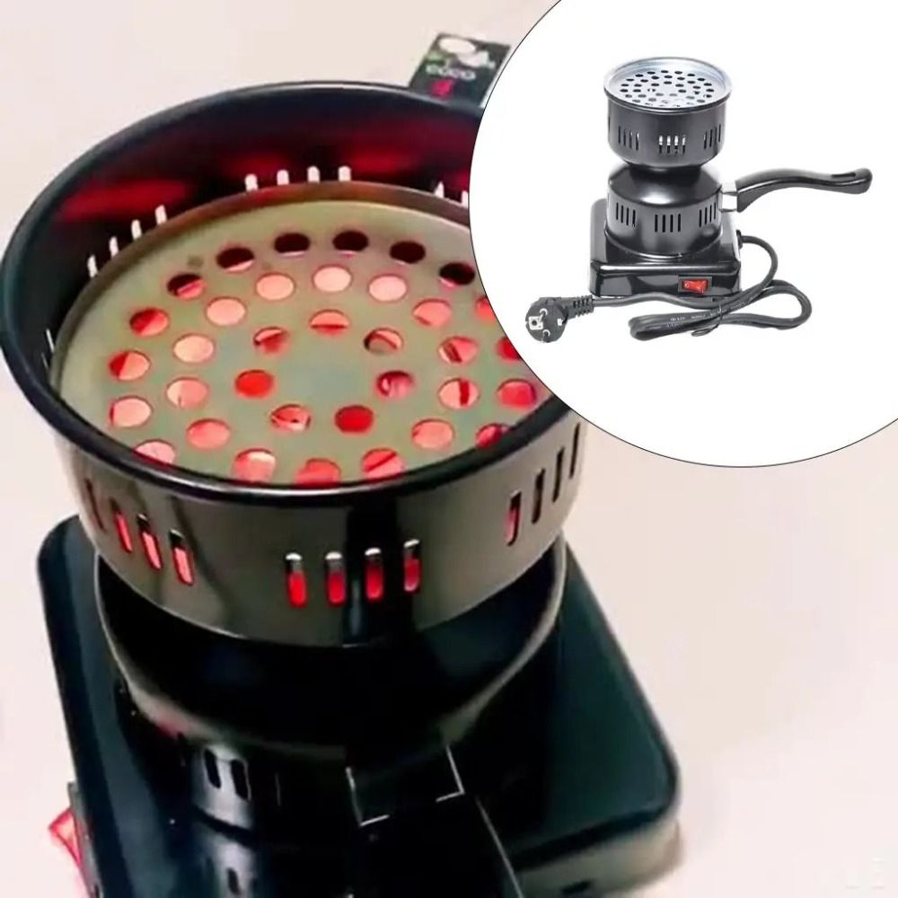EMERRY 600W Bếp điện Phích cắm EU/UK 220V Di động Lò sưởi than Phụ kiện nhà bếp Đen Bếp bật lửa than BBQ