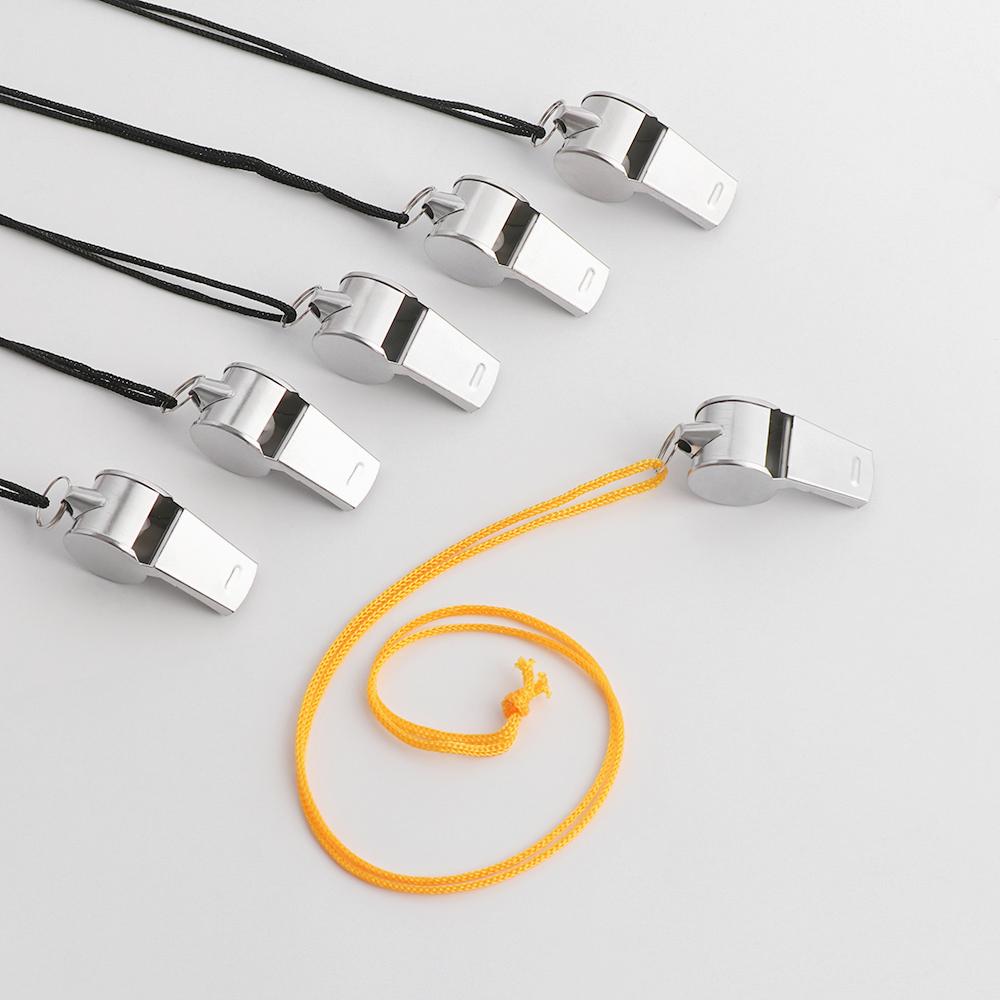 W3DD 1/2/5pcs Chất lượng cao Với dây đen / vàng Trọng tài thể thao bóng bầu dục Công cụ cổ vũ Hoạt náo viên Còi bằng thép không gỉ Còi kim loại
