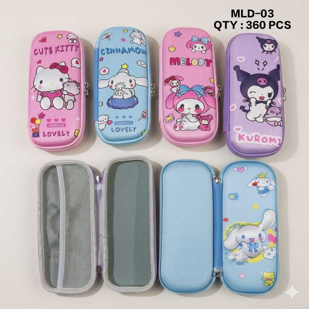 Kotak Pensil Karakter Sanrio Hard Case Resleting Hello Kitty Cinnamoroll My Melody Kuromi Tempat Pensil Anak Sekolah MLD-03