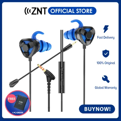 [NEW] ZNT GM Gaming Earphone 3.5mm In Ear Headphones Wired Earbuds Sport Noise Cancelling Stereo Headset with Microphone Dual Driver Super Bass Compatible PC/Phone