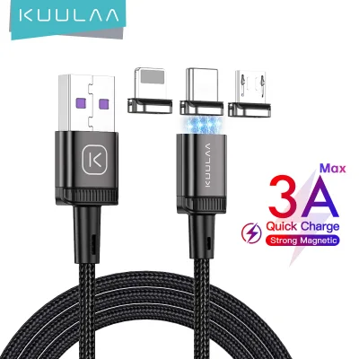 【50% OFF Voucher】KUULAA 0.5m/1m/2m/3m Magnetic Micro/Type C/Lightning USB Cable For iPhone Samsung Huawei Xiaomi Fast Charging Magnet Charger USB Type C Phone Cable Type-c Cable for Xiaomi Huawei Honor Headphone Apple iPhone Cable for iPhon