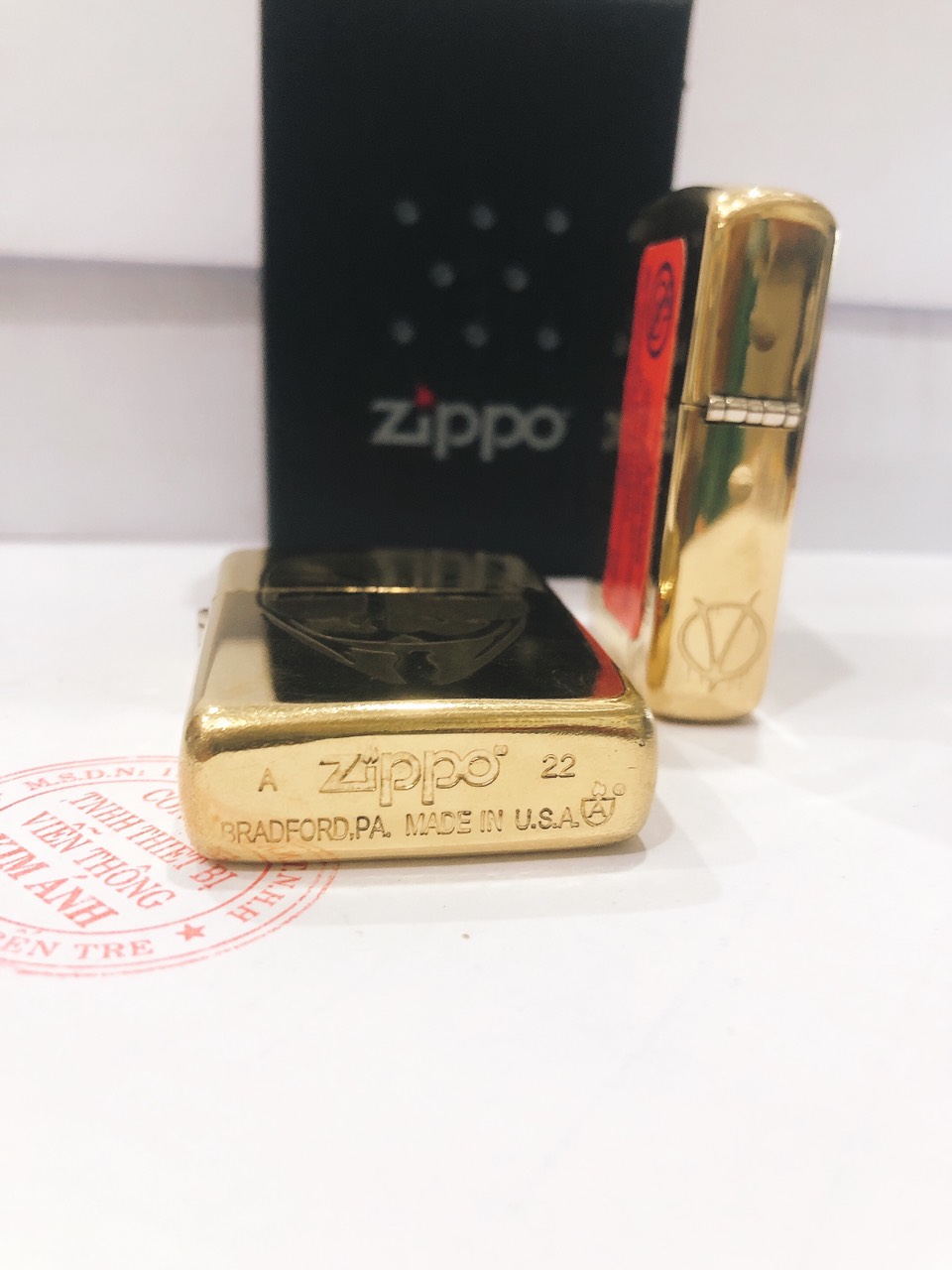 LZDHộp quẹt bật lửa Zippo Armor vỏ dầy khắc ăn mòn Mặt Nạ Hacker  Hàng loại 1 vỏ bằng đồng có tem đỏ