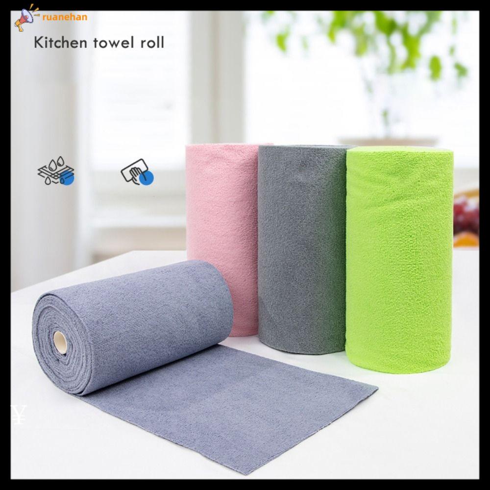 RUANEHAN 20PCS/Roll Thấm hút Khăn vi sợi Tái sử dụng Thay thế Giẻ lau đĩa dầu chống dính  Khăn lau nhà Khăn lau bát đĩa nhà bếp