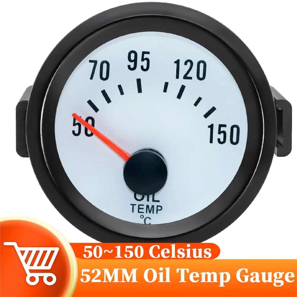 【100%-New】 52mm Temp Gauge Blue Backlight 50~150 Celsius Auto Car Pointer Clock Temperature Meter For 12v Racing Car Holder Cup
