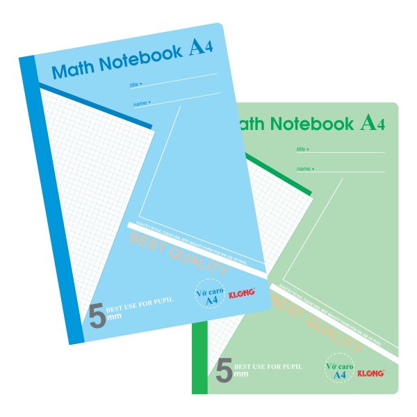 Vở Klong A4 Chọn Màu 200 trang caro Math Notebook, cuốn tập sổ Klong MS 298