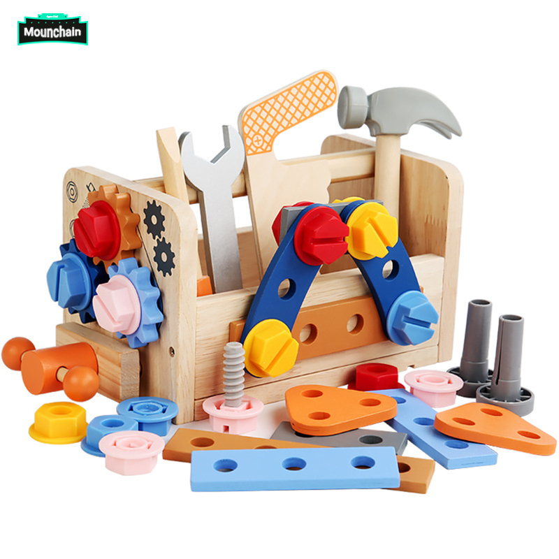 Wooden Kids Tool Set Toolbox Pretend Play Toy Set Simulation Carpenter Tool Educational Toy Gift For Christmas Birthday ราคา 458 บาท*ส่งฟรี