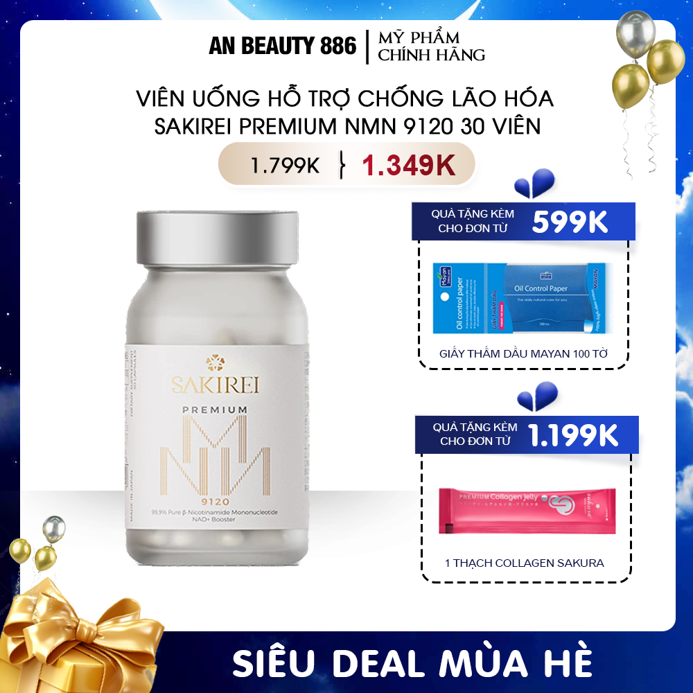 Viên uống hỗ trợ chống lão hóa Sakirei Premium NMN 9120 30 viên