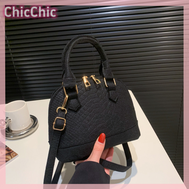 ChicChic Thời trang mới màu rắn kết cấu cao cấp vỏ xách tay vai duy nhất Crossbody Túi