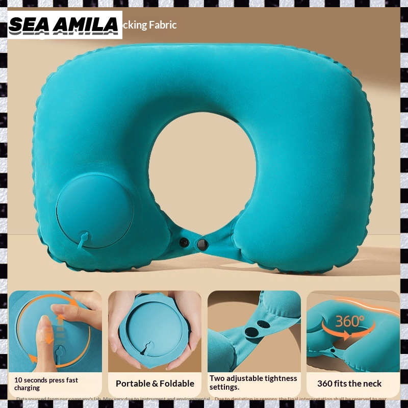 SEA AMILA Portable Inflatable U-Shaped Neck Pillow for Travel and Office Comfort