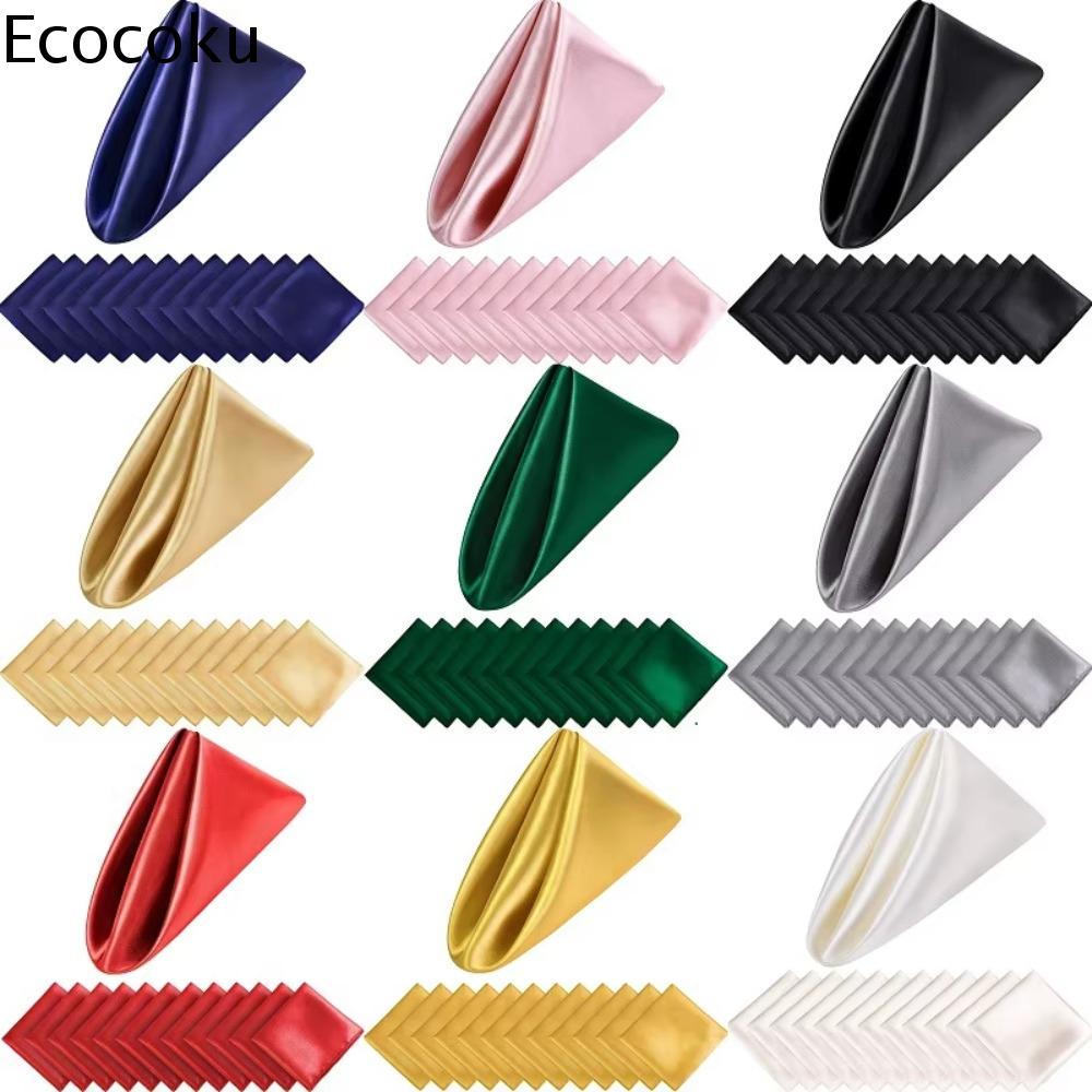 ECOCOKU 10pcs Có thể giặt được Khăn ăn satin Mềm mại 30x30cm. Khăn ăn bàn Trang trí đám cưới Có thể tái sử dụng Khăn ăn tối sự kiện