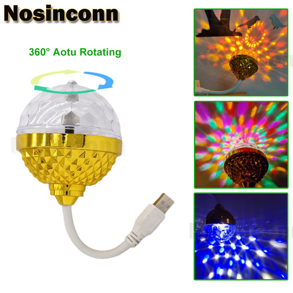 Đèn Disco cho nhà với cổng sạc USB 6W 5V En LED Disco xoay Đèn quả cầu bóng đèn cho DJ bên, sinh nhật, câu lạc bộ, bar