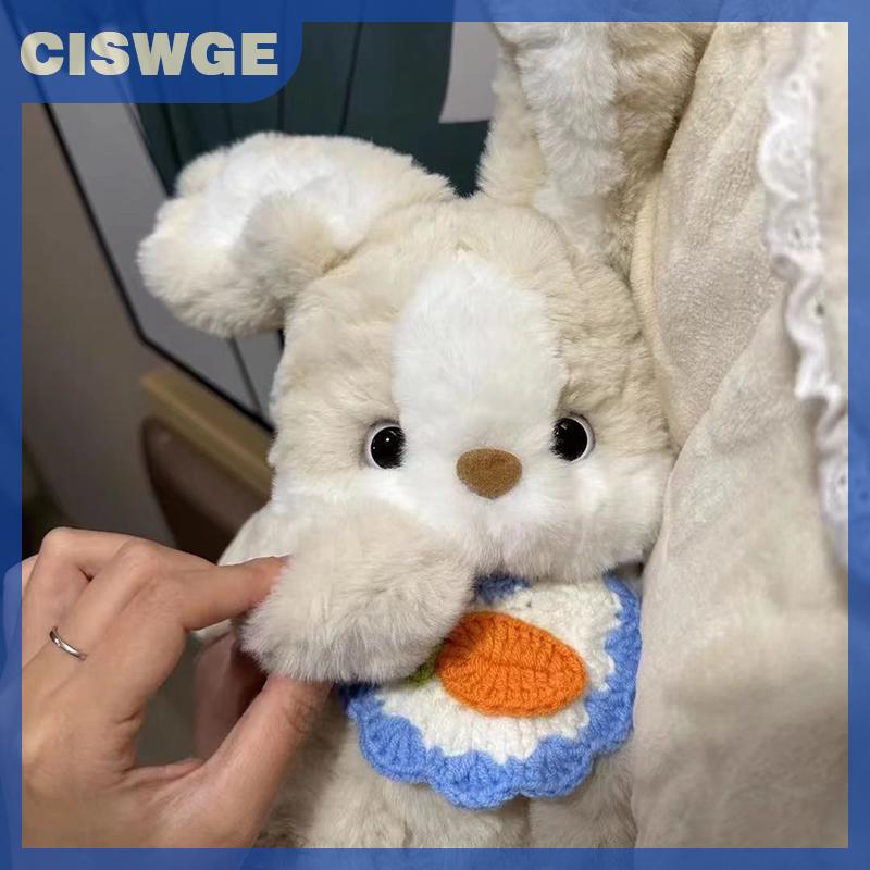 CISWGE Con chó mềm Bunny sang trọng Thú nhồi bông đồ chơi hoạt hình trang trí nội thất sáng tạo thỏ con búp bê động vật thoải mái cô gái chàng trai món quà sinh nhật trang trí nội thất