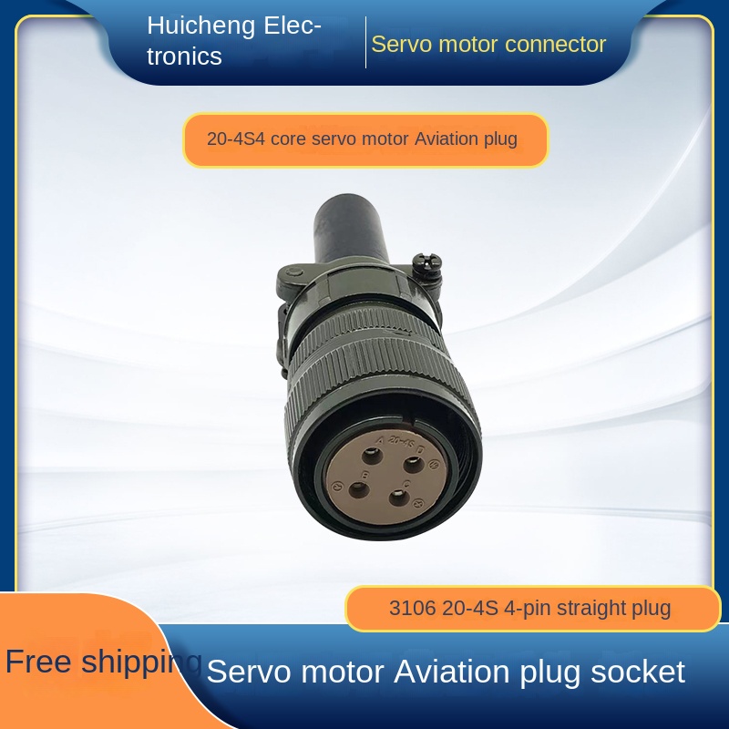 MS3102/3106/3108 20-4S - Đầu Nối 4 Chân Cho Servo Motor Delta, Fuji, Yaskawa, Mitsubishi - Đầu nối thẳng 4 lỗ
