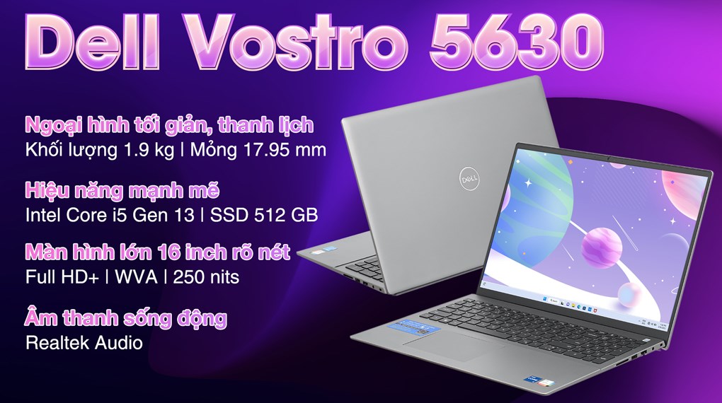Laptop Dell Vostro 5630 i5 1340P/8GB/512GB/OfficeHS/Win11 (i5P085W11GRU)