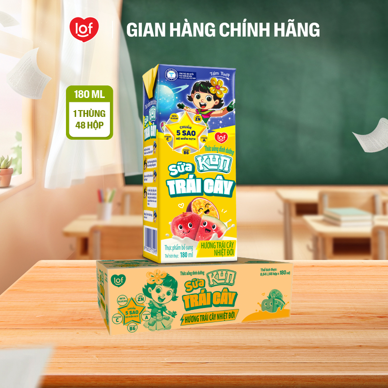 Sữa trái cây KUN vị trái cây thùng 48 hộp x 180ml