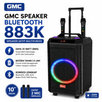 GMC Speaker Bluetooth 883K 10″ 200 Watt 2 Mic Wireless Baterai Tahan Lama Suara Jernih USB Charging SNI ORI BERGARANSI - RD